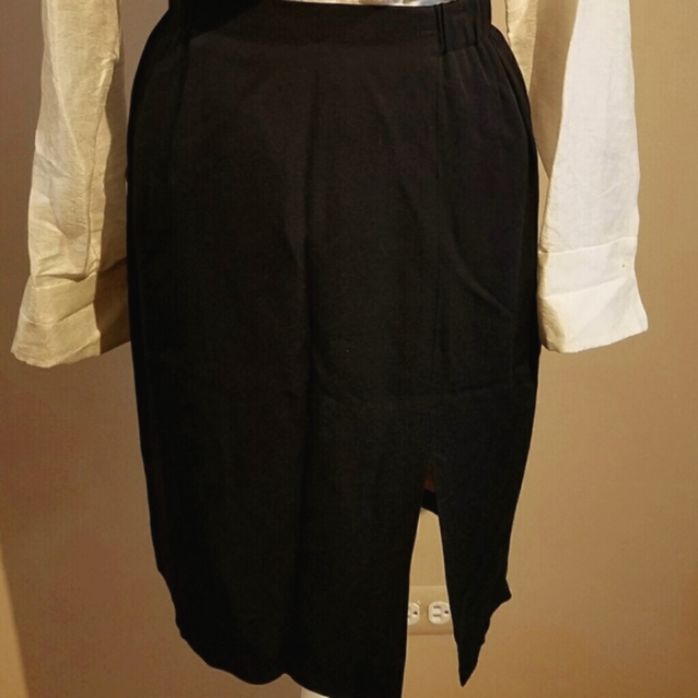 Cache By Crisione Black Front Slit Lined Vintage … - image 3